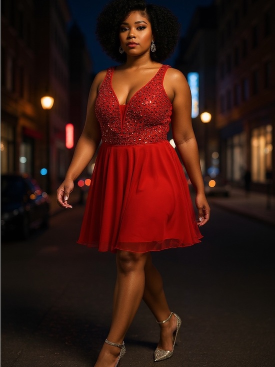 Sherri Hill Dresses & Skirts - Sherri Hill Red Embellished V-Neck Mini Dress - Prom or Party Ready To Go!